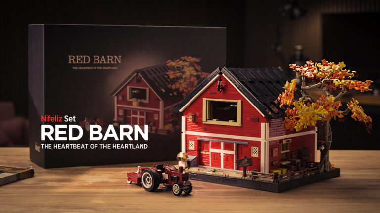 nifeliz building toy red barn building set build compatible with lego