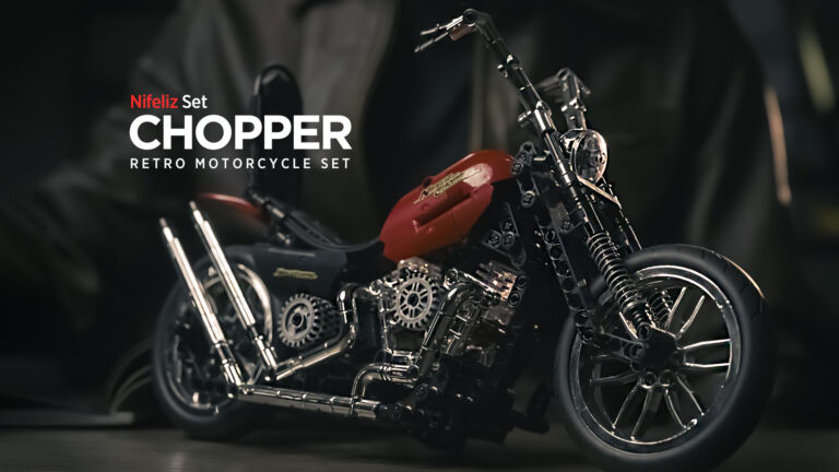 nifeliz chopper motorcycle building set for display compatible with lego technic bike