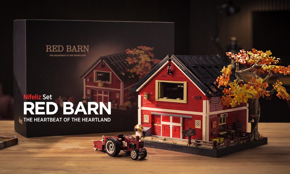 nifeliz building toy red barn building set build compatible with lego